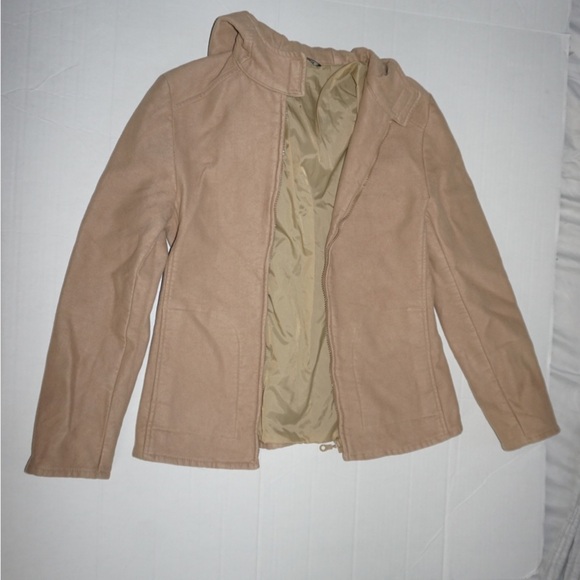 Beige zipper jacket Italian Sisley soft jacket cotton blend sand colored jacket - Picture 7 of 9